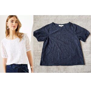 LOFT Lace Puff Sleeve Tee NWT